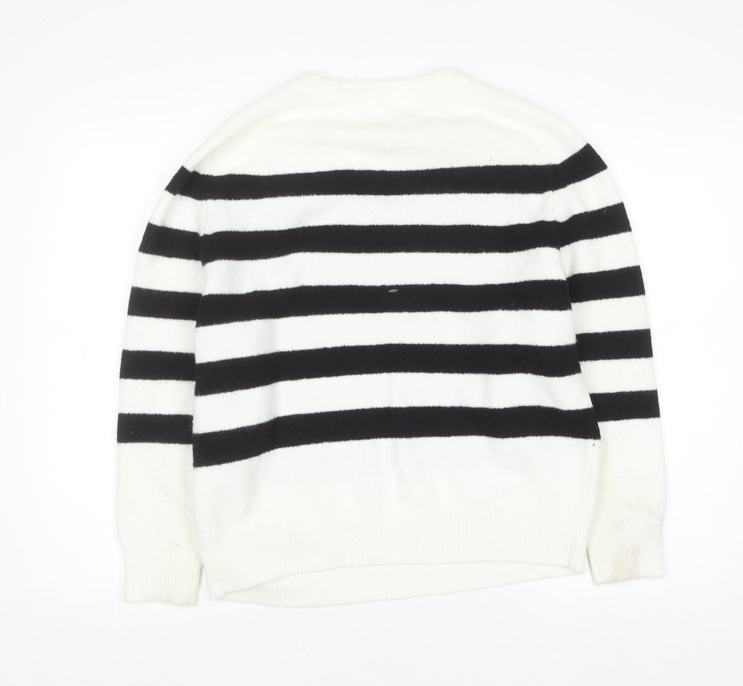 Pull&Bear Women's Black White Striped Knit Jumper Size 8