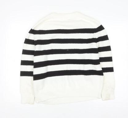 Pull&Bear Women's Black White Striped Knit Jumper Size 8