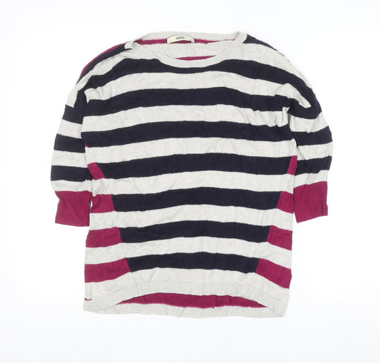 Oasis Women’s Multicoloured Striped 3/4 Sleeve Pullover Jumper Size S