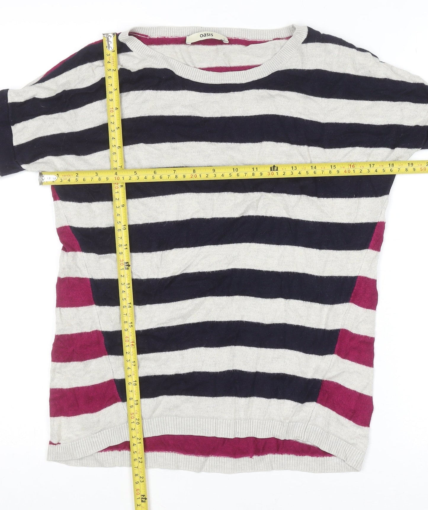 Oasis Women’s Multicoloured Striped 3/4 Sleeve Pullover Jumper Size S