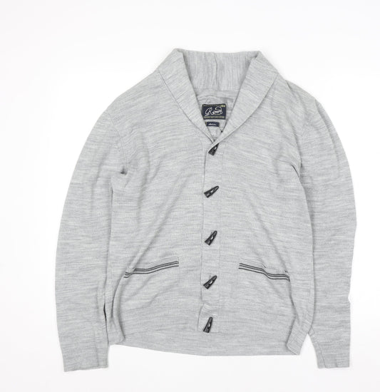 Roberto Island Men's Grey Medium Collared Button Cardigan Jumper