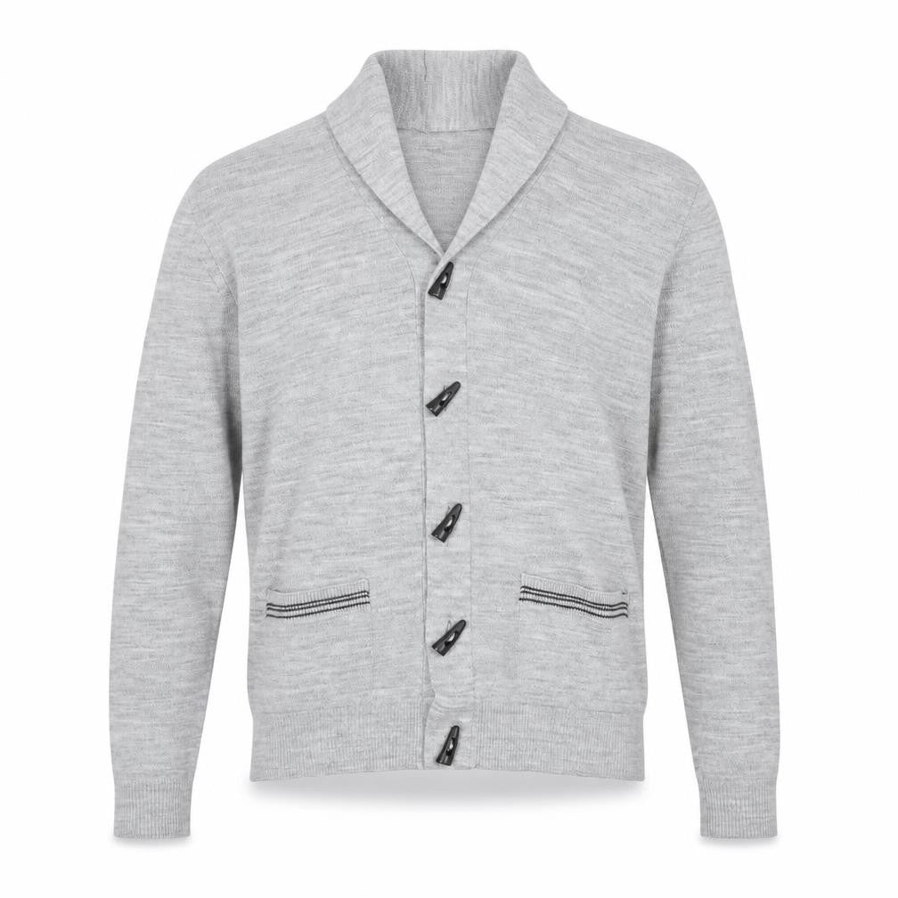 Roberto Island Men's Grey Medium Collared Button Cardigan Jumper