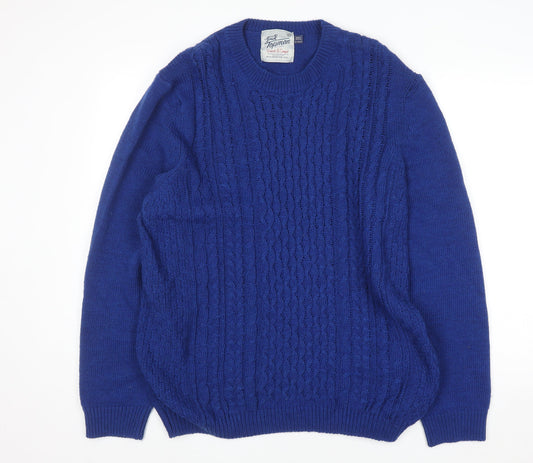 Topman Men’s Blue Cable-Knit Crew Neck Jumper Size XL