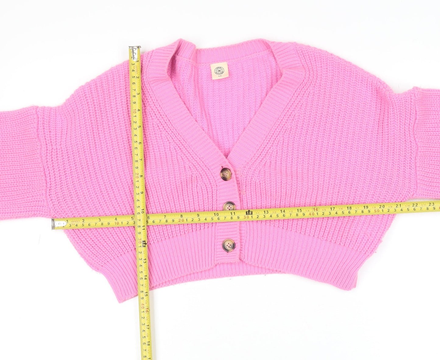 Urban Outfitters Womens Pink Chunky Knit Cropped Cardigan Size S