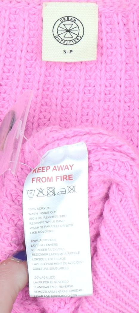 Urban Outfitters Womens Pink Chunky Knit Cropped Cardigan Size S