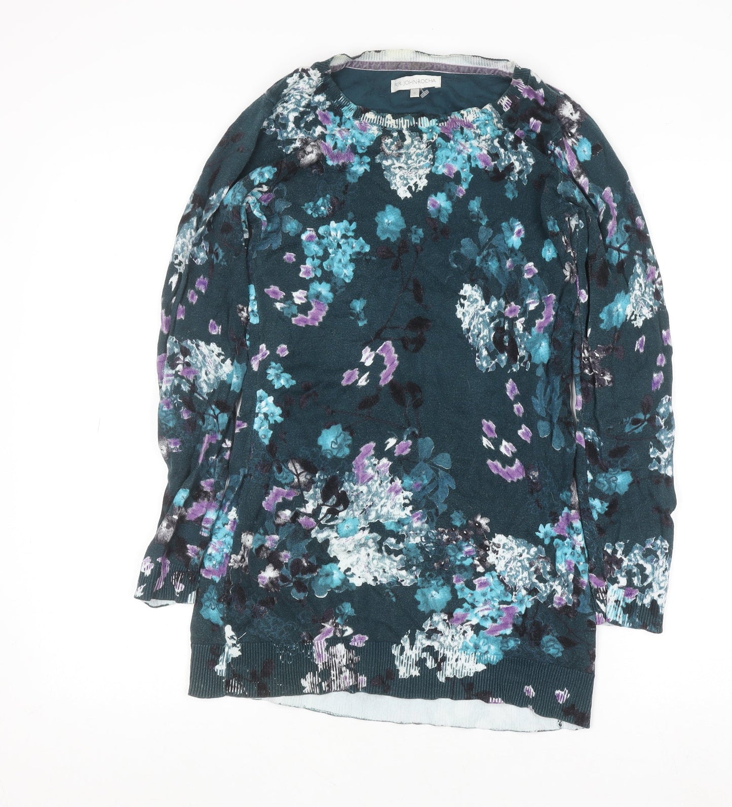RJR John Rocha Women's Multicoloured Floral Cotton Jumper Size 8