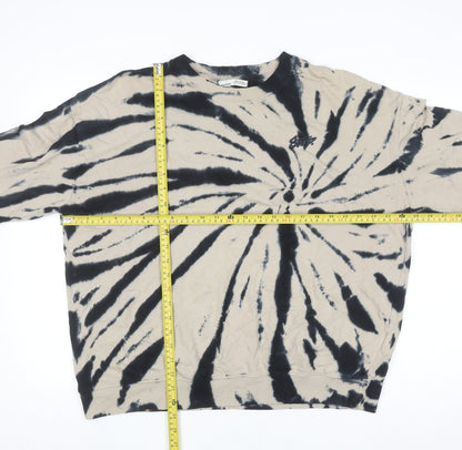 Pull&Bear Womens Beige Tie-Dye Crew Neck Cotton Pullover Jumper Size 12