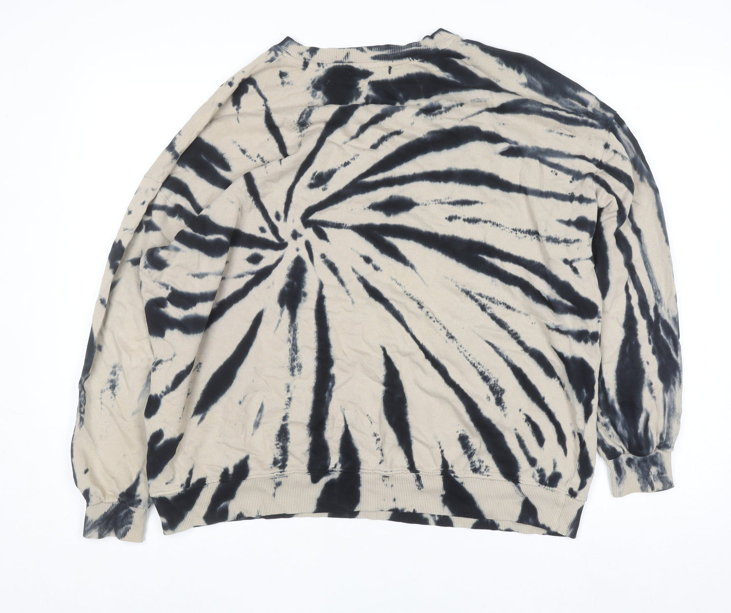 Pull & Bear Womens Beige Tie-Dye Crew Neck Cotton Pullover Jumper Size 12