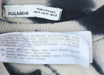 Pull&Bear Womens Beige Tie-Dye Crew Neck Cotton Pullover Jumper Size 12