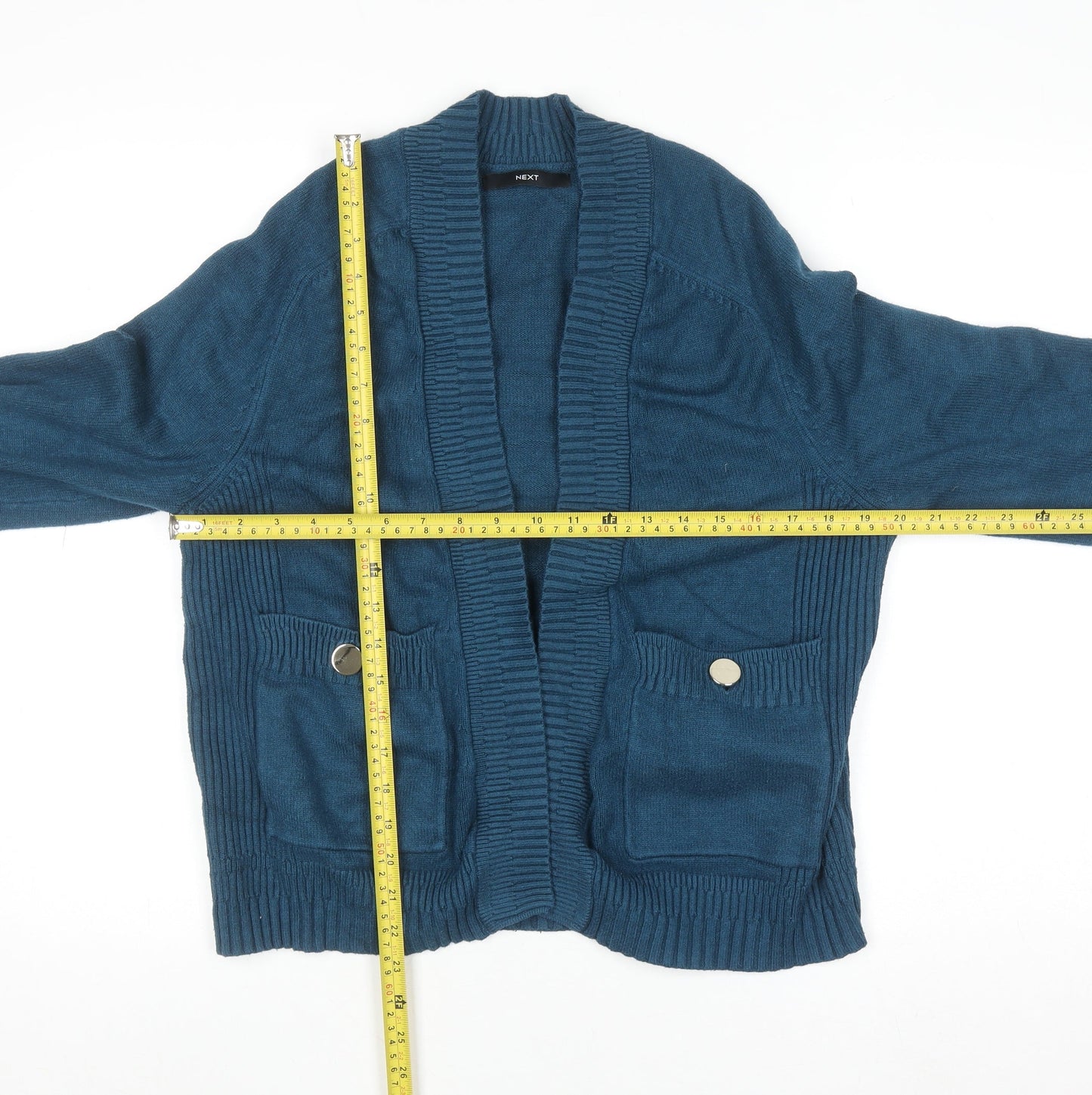 Next Women Blue V-Neck Long Sleeve Knit Cardigan Size S