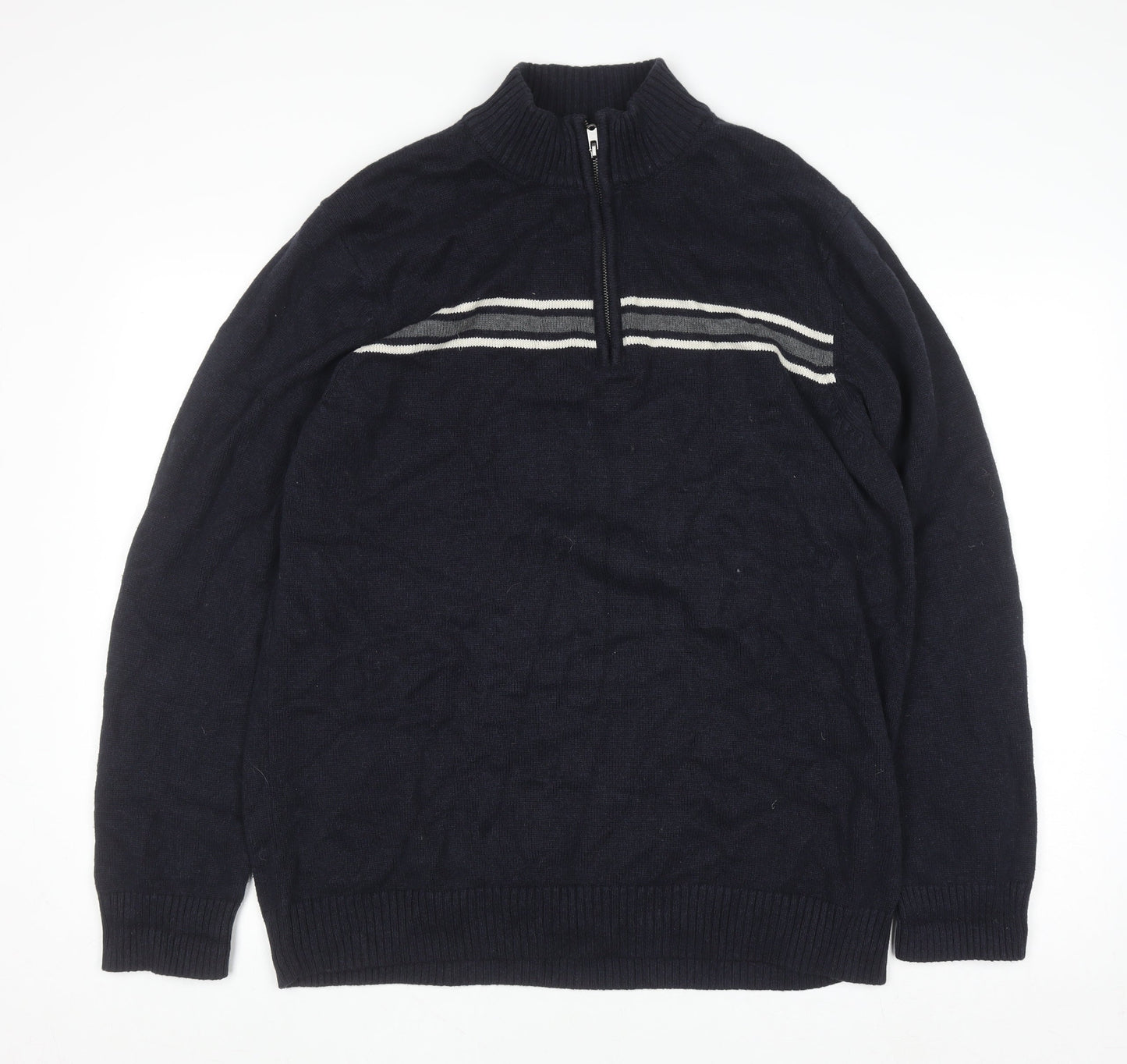 G.H. Bass & Co. Men's Blue Cotton 1/2 Zip Jumper Size L