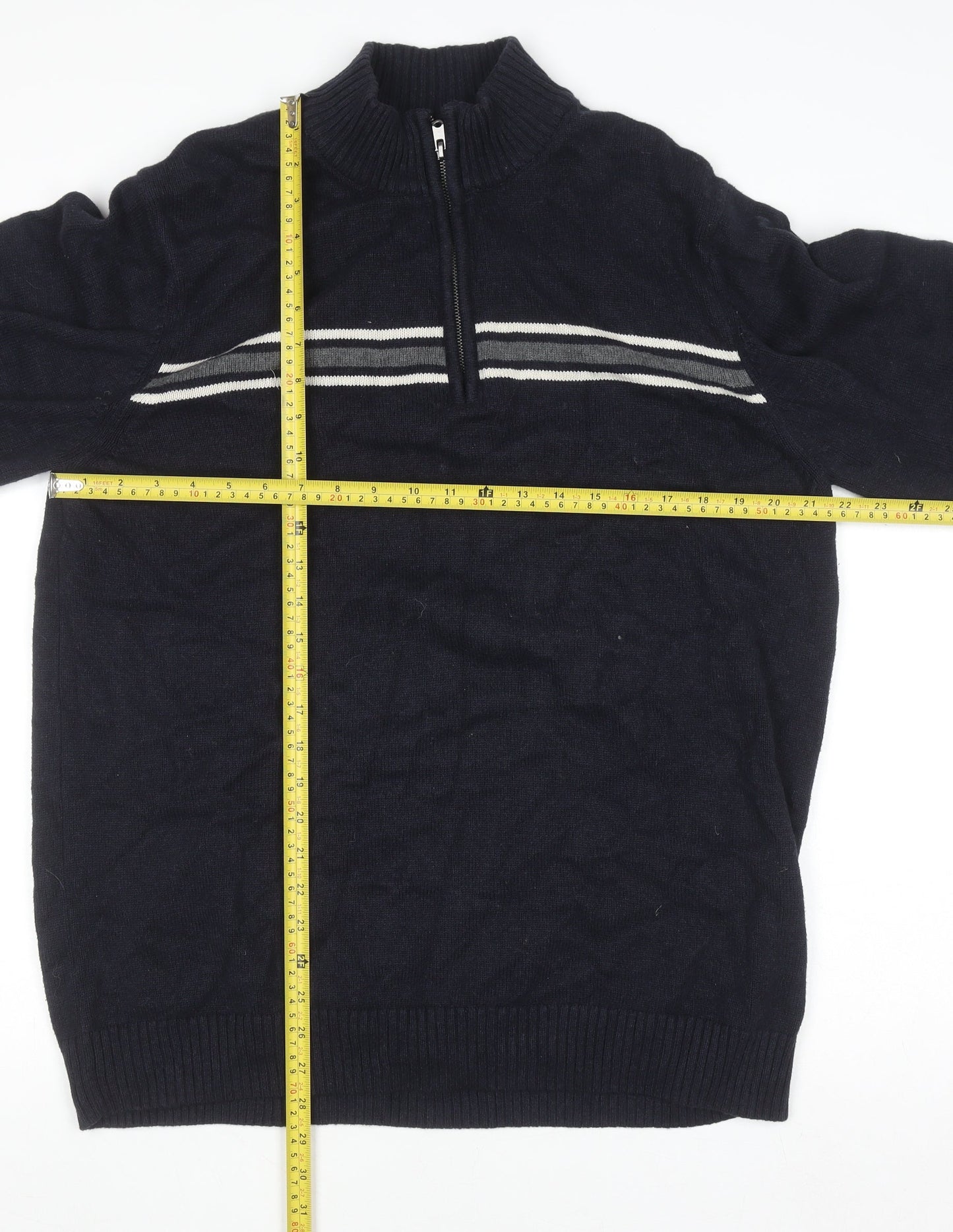 G.H. Bass & Co. Men's Blue Cotton 1/2 Zip Jumper Size L