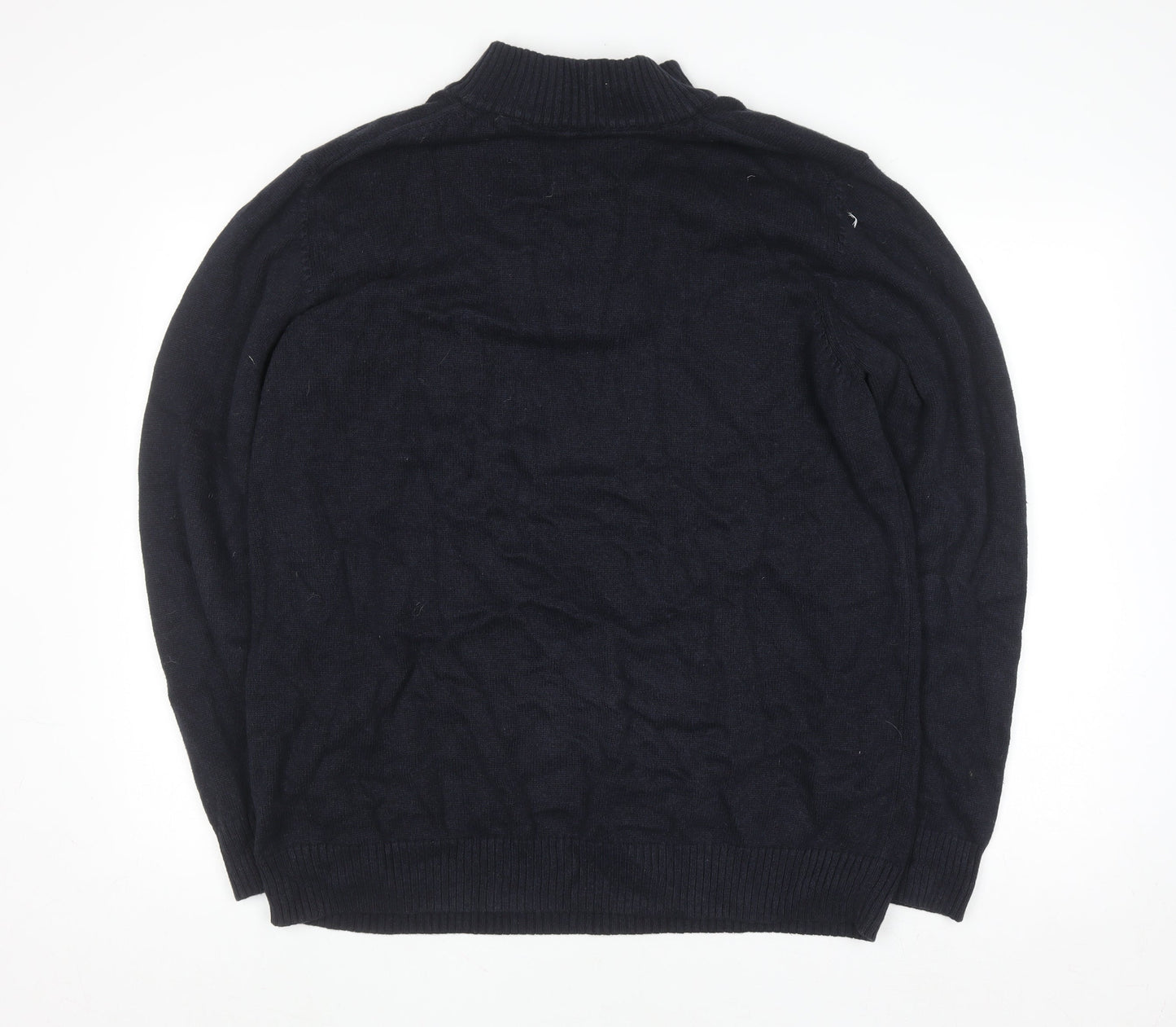 G.H. Bass & Co. Men's Blue Cotton 1/2 Zip Jumper Size L