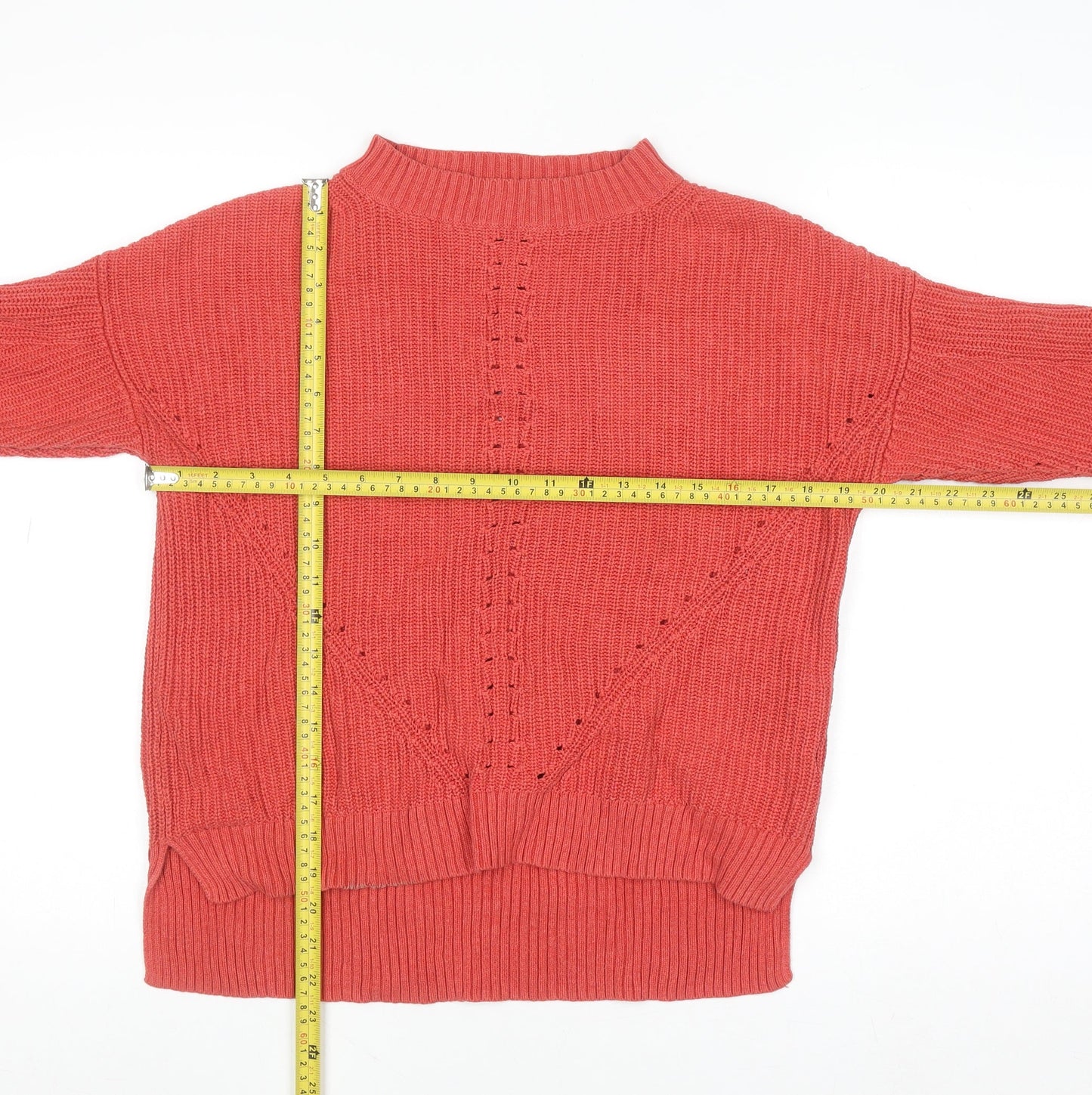 Fat Face Women’s Pink Cotton Mock Neck Knit Jumper Size 12