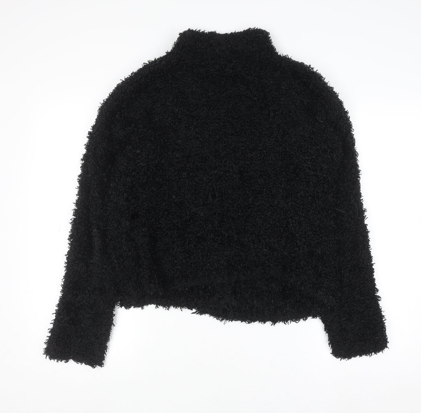 Factotum Women's Black Collared Fleece Cardigan Jumper One Size