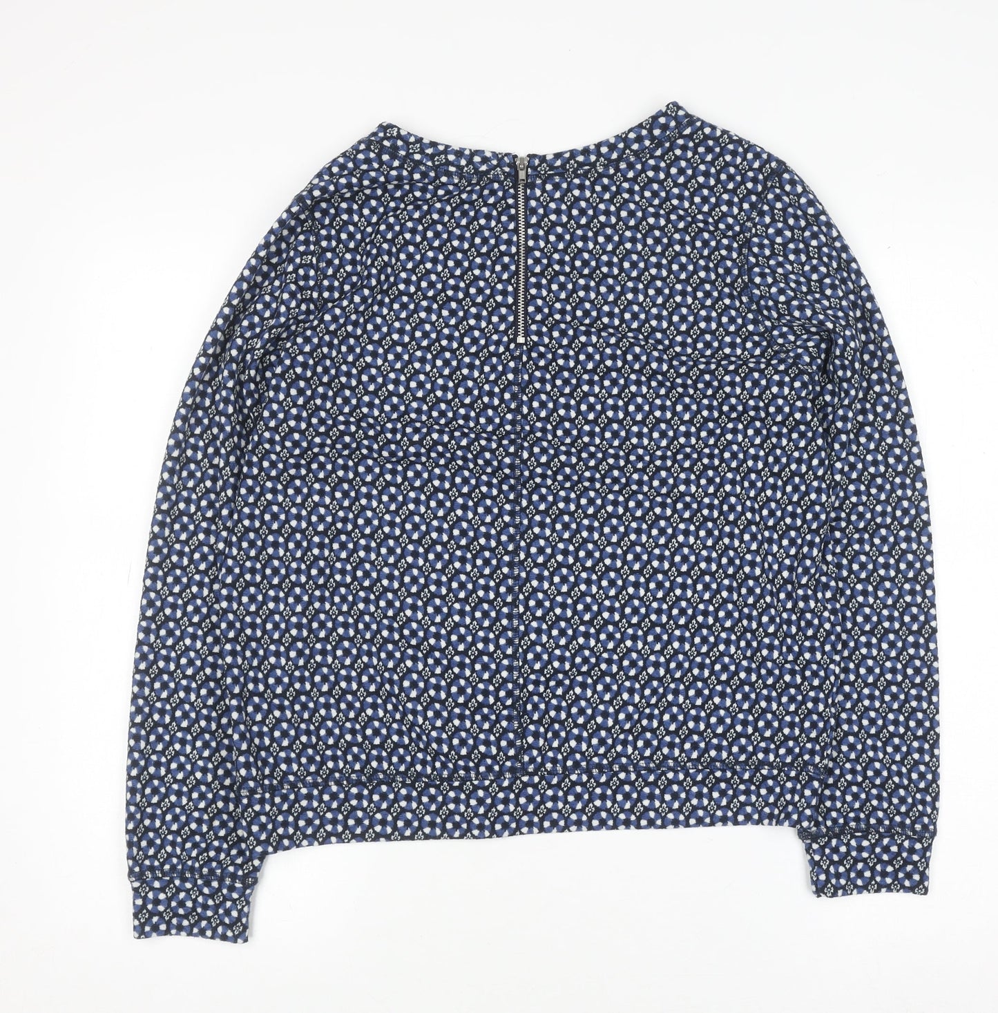 H&M Women Blue Geometric Crew Neck Long Sleeve Pullover Jumper Size S