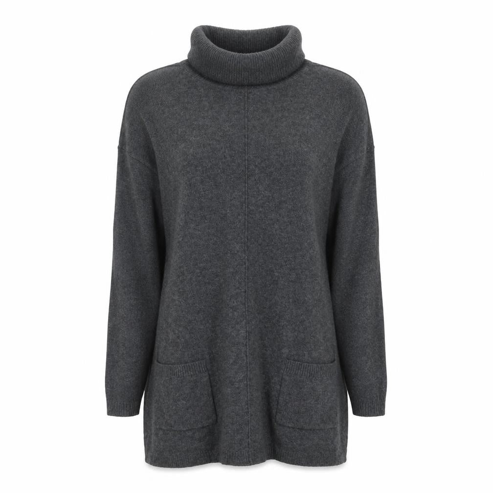 FatFace Women Grey Roll Neck Long Sleeve Tunic Jumper Size 8