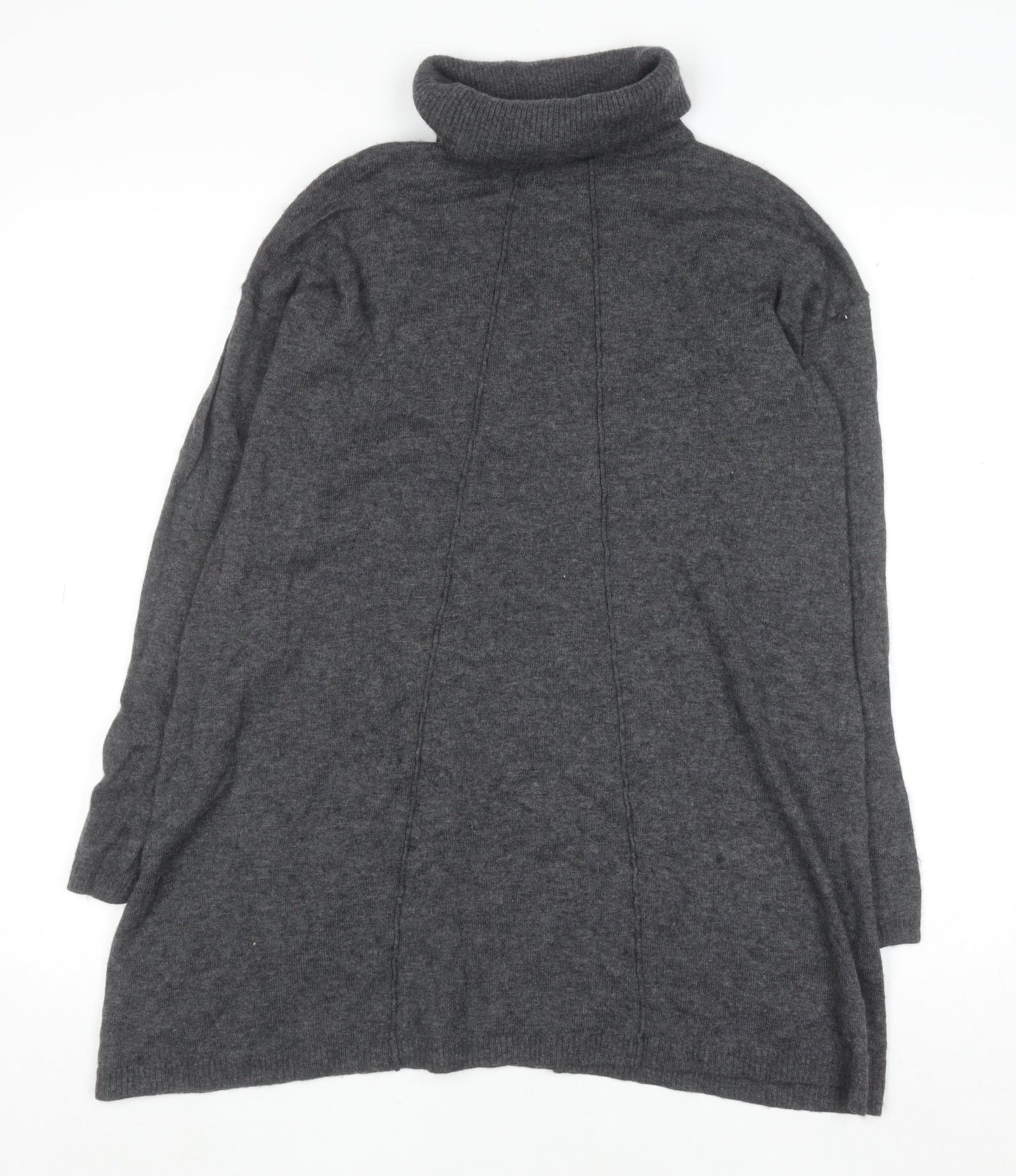 Fat Face Women Grey Roll Neck Long Sleeve Tunic Jumper Size 8