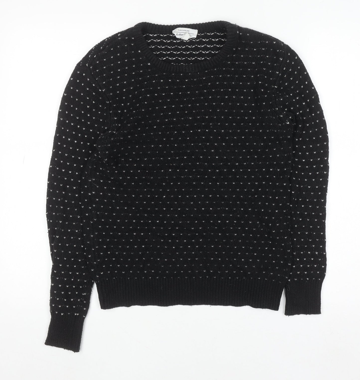 & Other Stories Womens Black XS Cotton Wool Knit Jumper