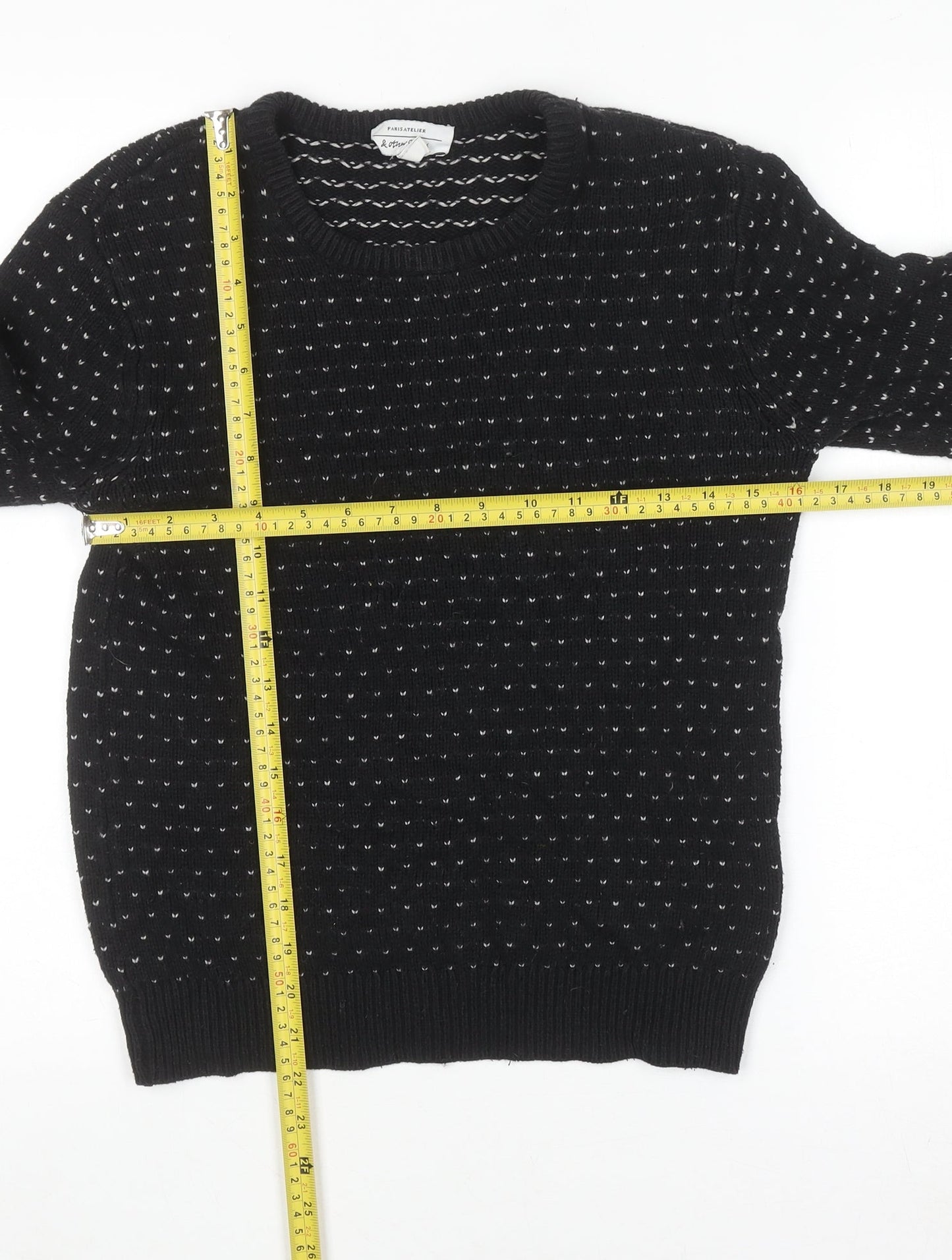& Other Stories Womens Black XS Cotton Wool Knit Jumper