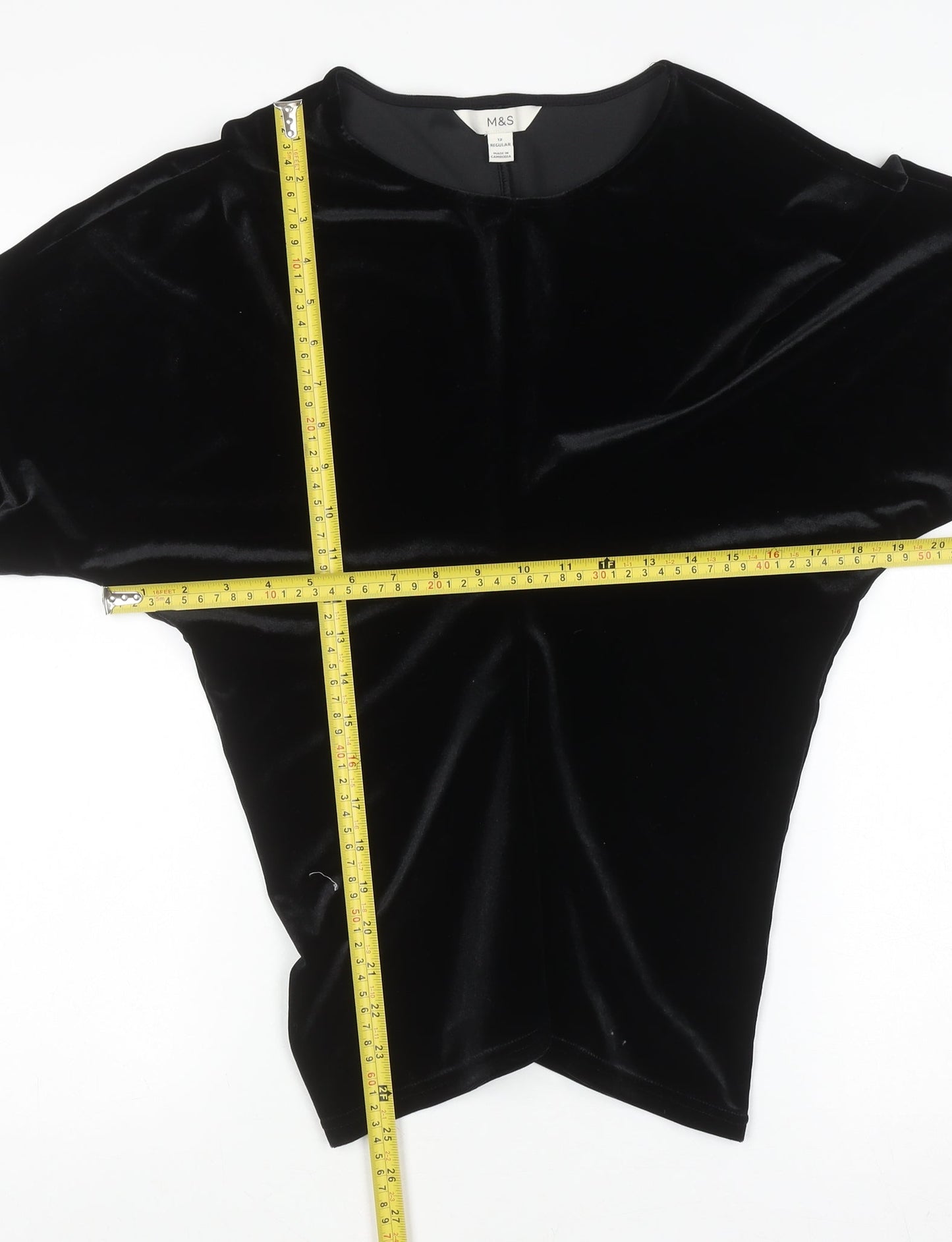Marks and Spencer Women’s Black Velvet Long Sleeve Blouse Size 12