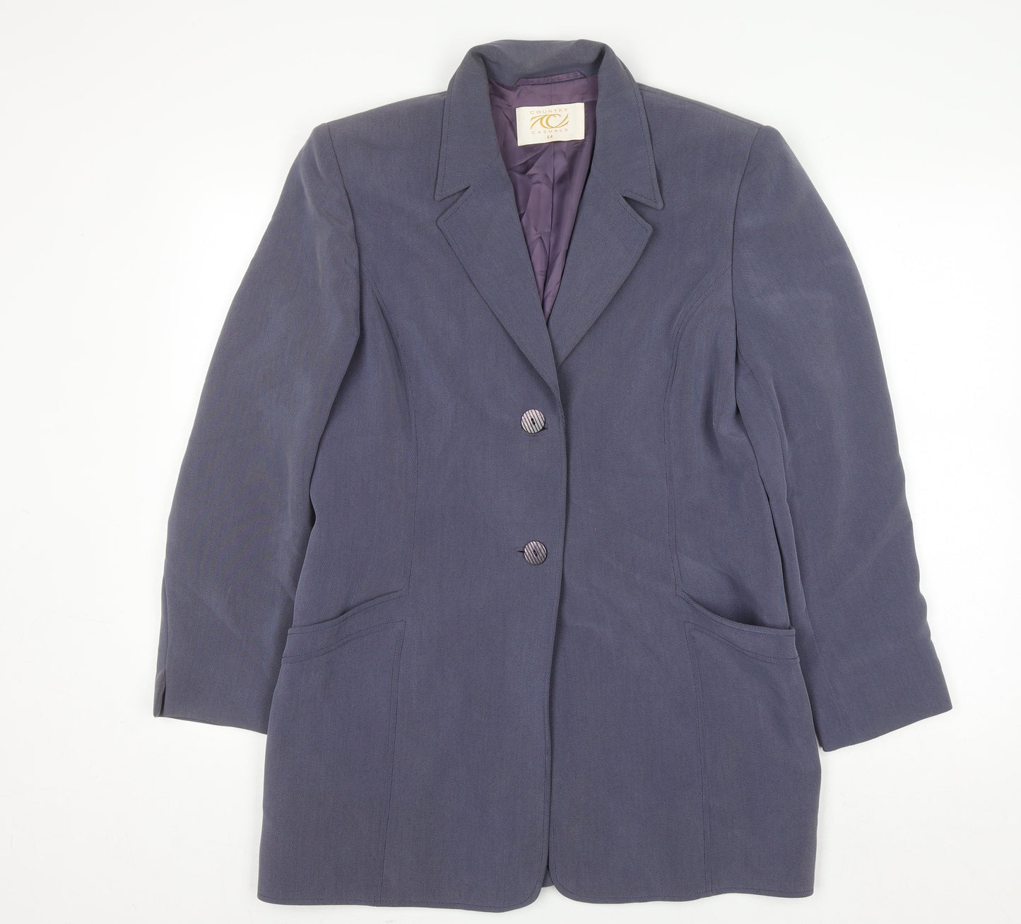 Country Casuals Women Blue Size 14 Wool Blend Single-Breasted Blazer
