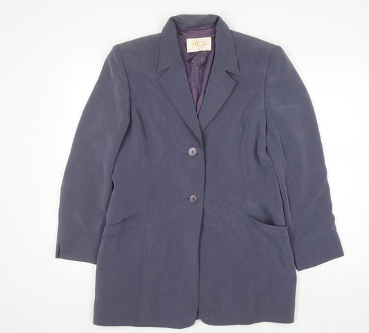 Country Casuals Women Blue Size 14 Wool Blend Single-Breasted Blazer