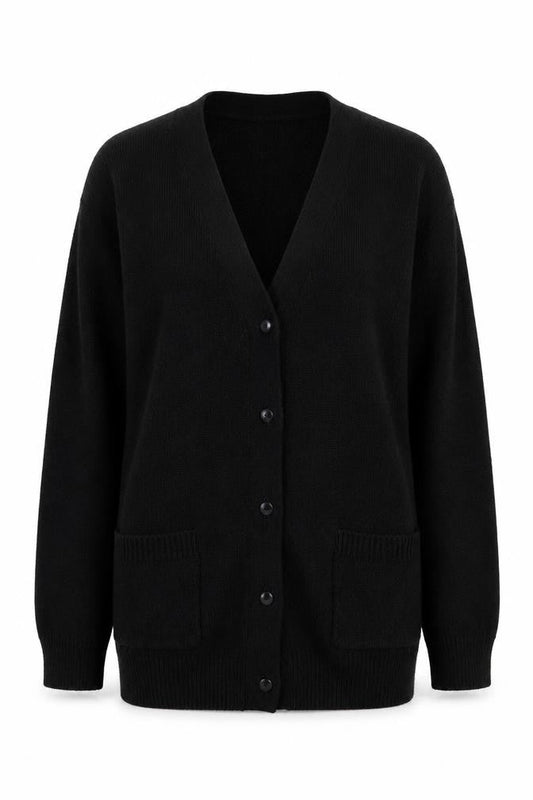 Damart Women’s Black V-Neck Button Knit Cardigan XS