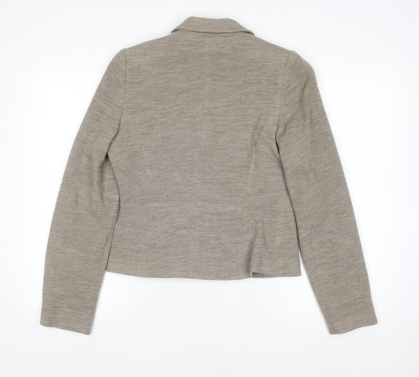 Bandolera Women Beige Wool Blazer UK 12 Classic Single Button
