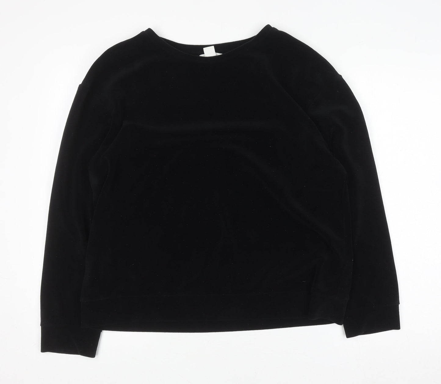 H&M Women’s Black Velvet Long Sleeve Pullover Jumper Size 12