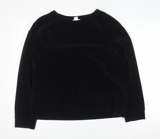H&M Women’s Black Velvet Long Sleeve Pullover Jumper Size 12