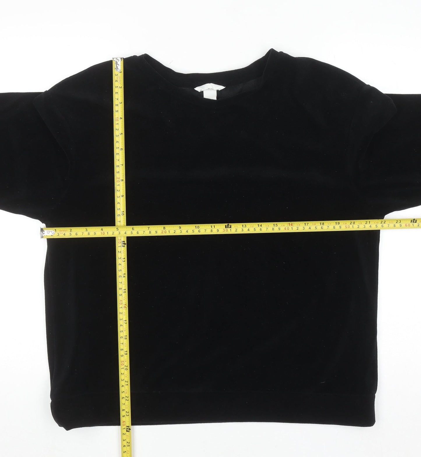 H&M Women’s Black Velvet Long Sleeve Pullover Jumper Size 12