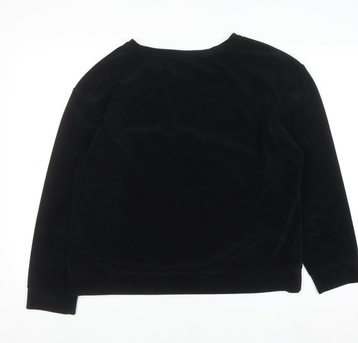 H&M Women’s Black Velvet Long Sleeve Pullover Jumper Size 12