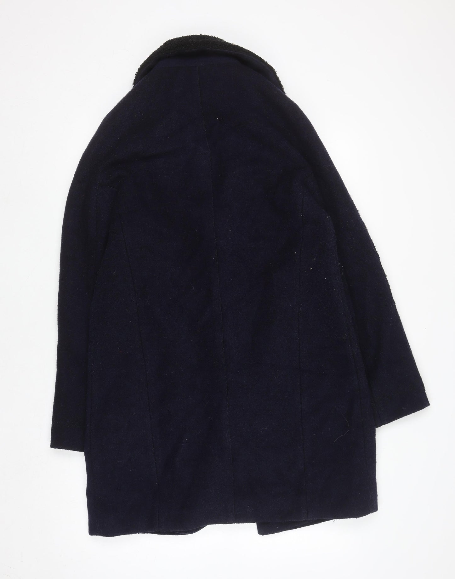 Zara Basic Women's Blue Wool Blend Mid-Length Coat Size 8