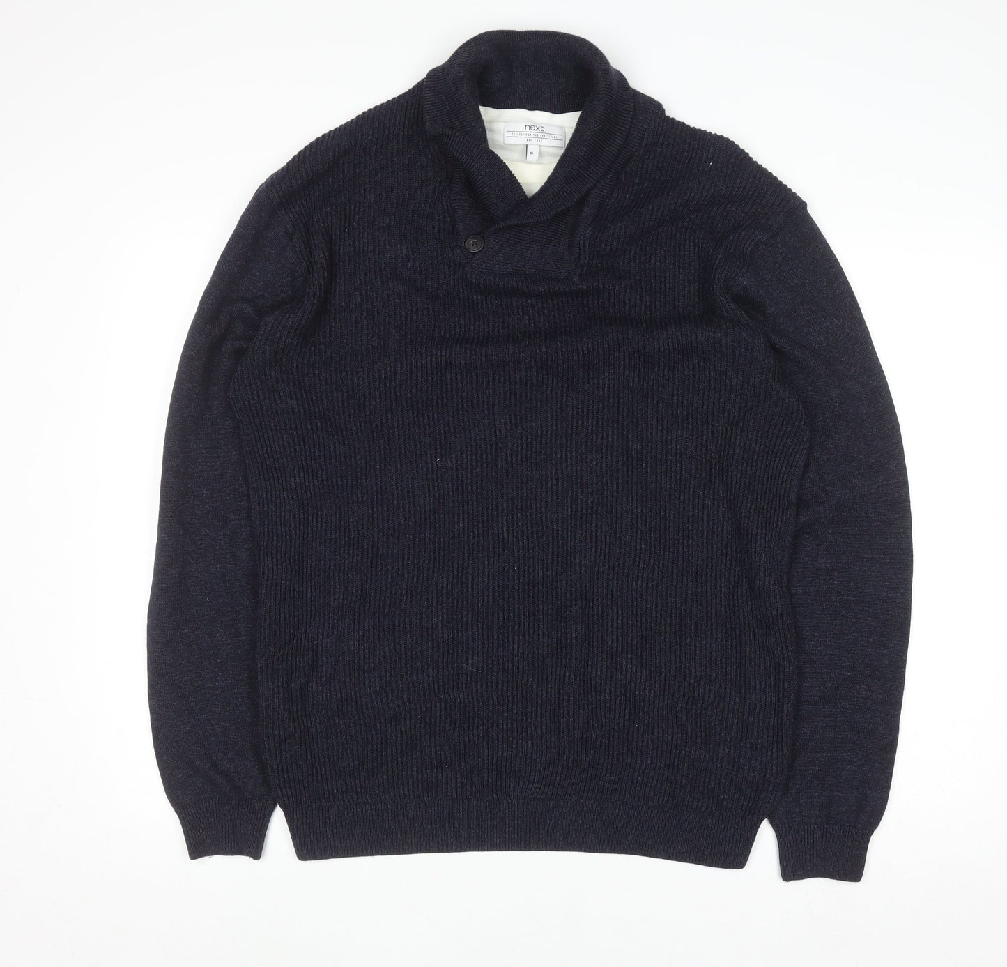 Next Men's Blue Collared Button Pullover Jumper XL Cotton Blend