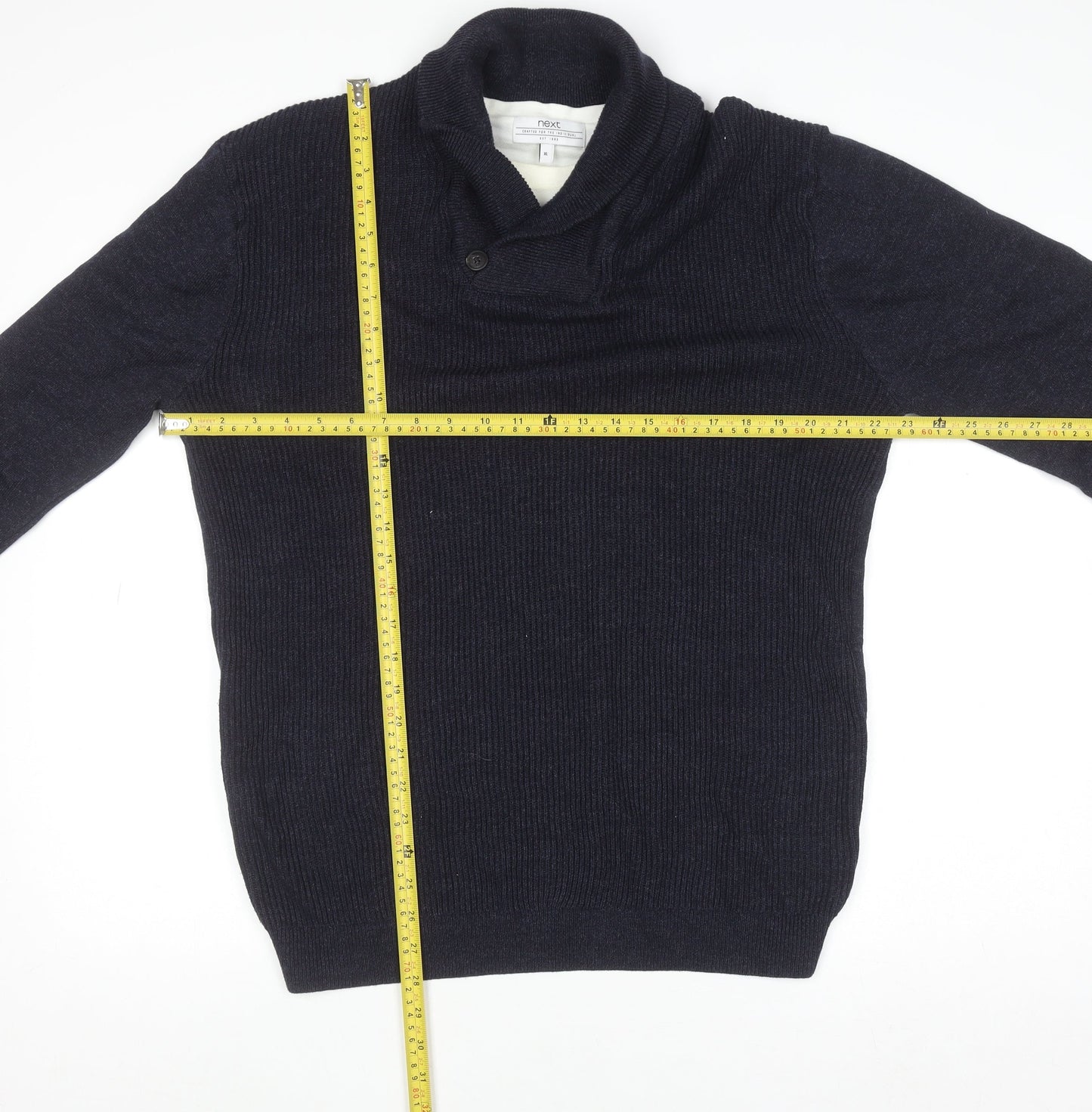 Next Men's Blue Collared Button Pullover Jumper XL Cotton Blend