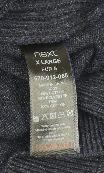 Next Men's Blue Collared Button Pullover Jumper XL Cotton Blend