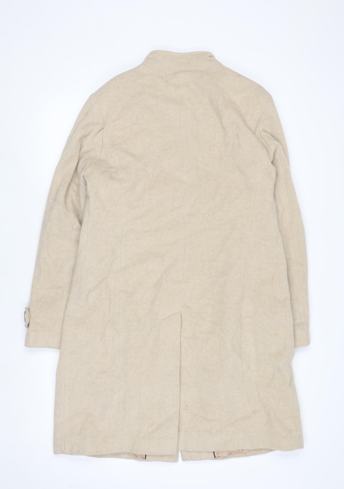 Next Women’s Beige Wool Blend Long Overcoat Size 14
