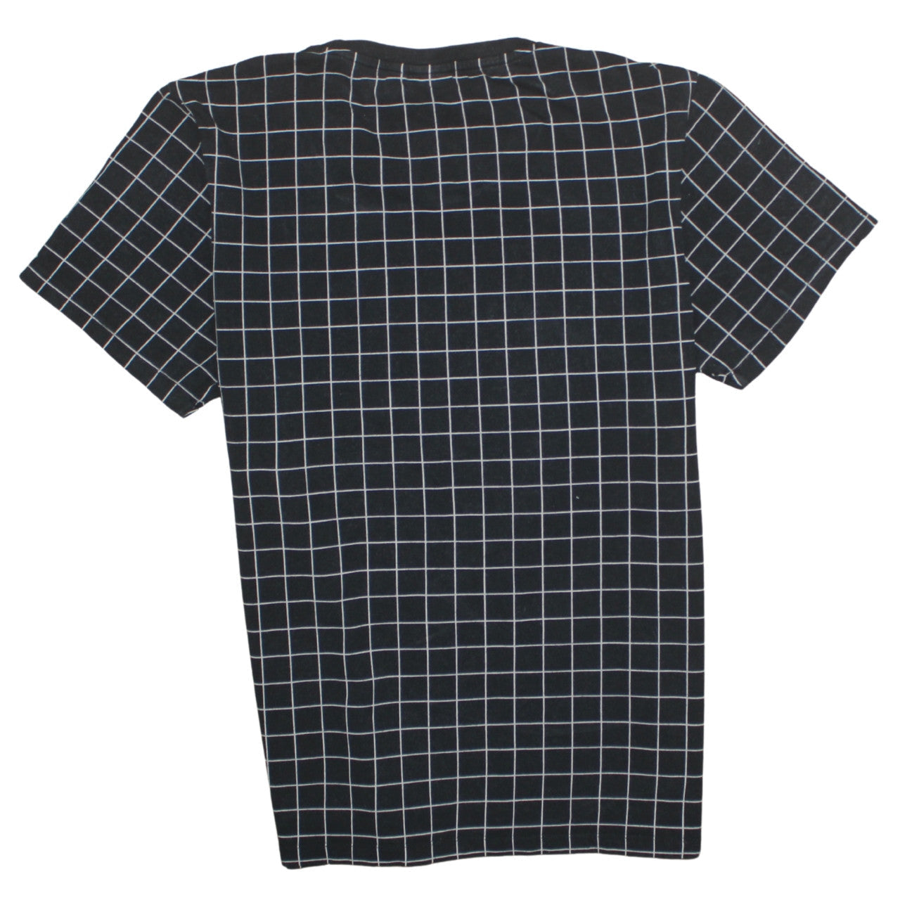 Adidas Womens Black Check Logo T-Shirt Size M Cotton Crew Neck