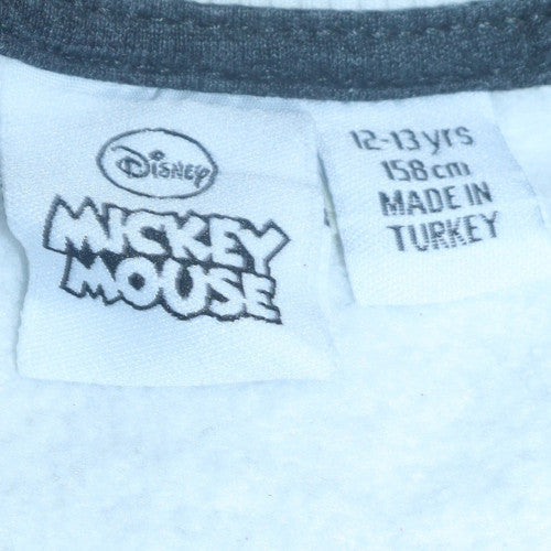 Disney Girls White Glitter Mickey Mouse Crew Neck Sweatshirt 12-13Y 158cm