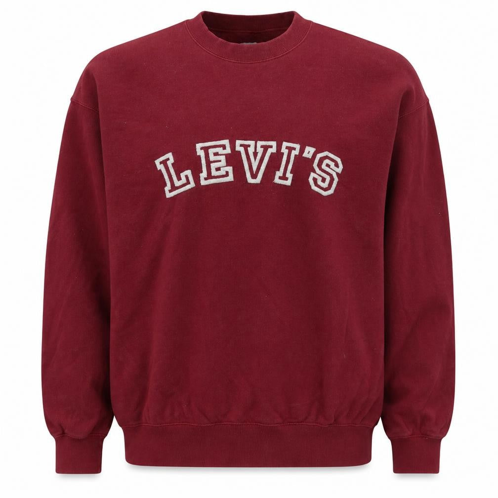 Levi's Men's Red XL Crew Neck Logo Pullover Sweatshirt