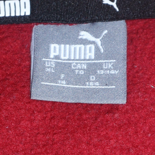 Puma Boys Red Hoodie 13-14 Years Pullover Fleece Sweatshirt