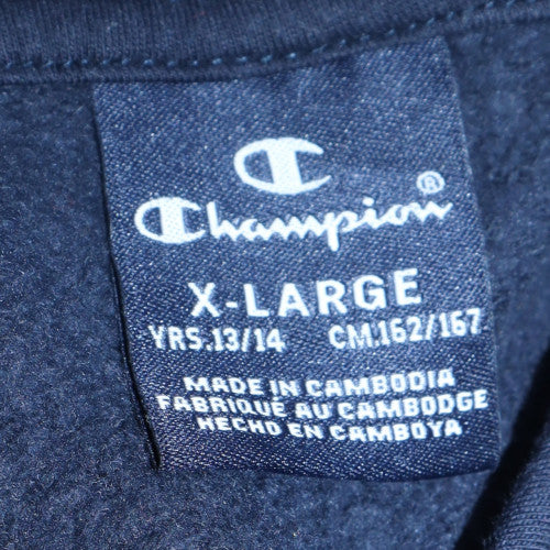 Champion Teens Black XL Pullover Hoodie with Logo Graphic Print