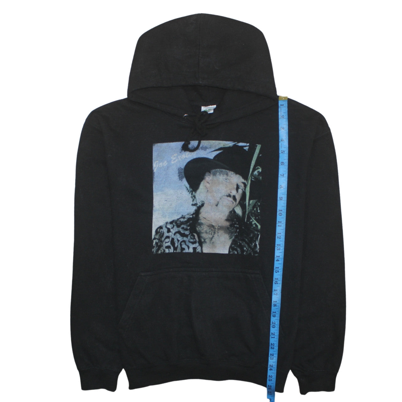 AWDis Mens Black Pullover Hoodie L Graphic Print Hooded Sweatshirt