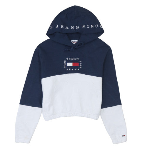 Tommy Jeans Womens Navy White XS Colourblock Pullover Hoodie