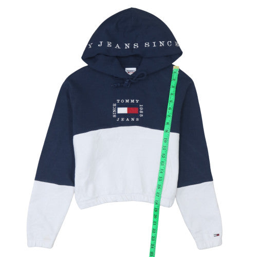 Tommy Jeans Womens Navy White XS Colourblock Pullover Hoodie