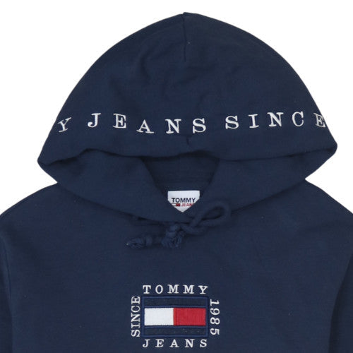 Tommy Jeans Womens Navy White XS Colourblock Pullover Hoodie