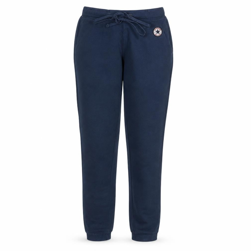 Converse Women's Blue Fleece Joggers Size M Drawstring Tapered Fit
