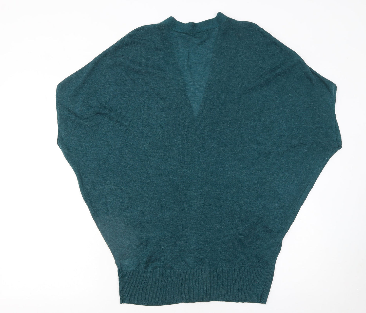 Initial Women's Green V-Neck Button Cardigan Size M Relaxed Fit Knit