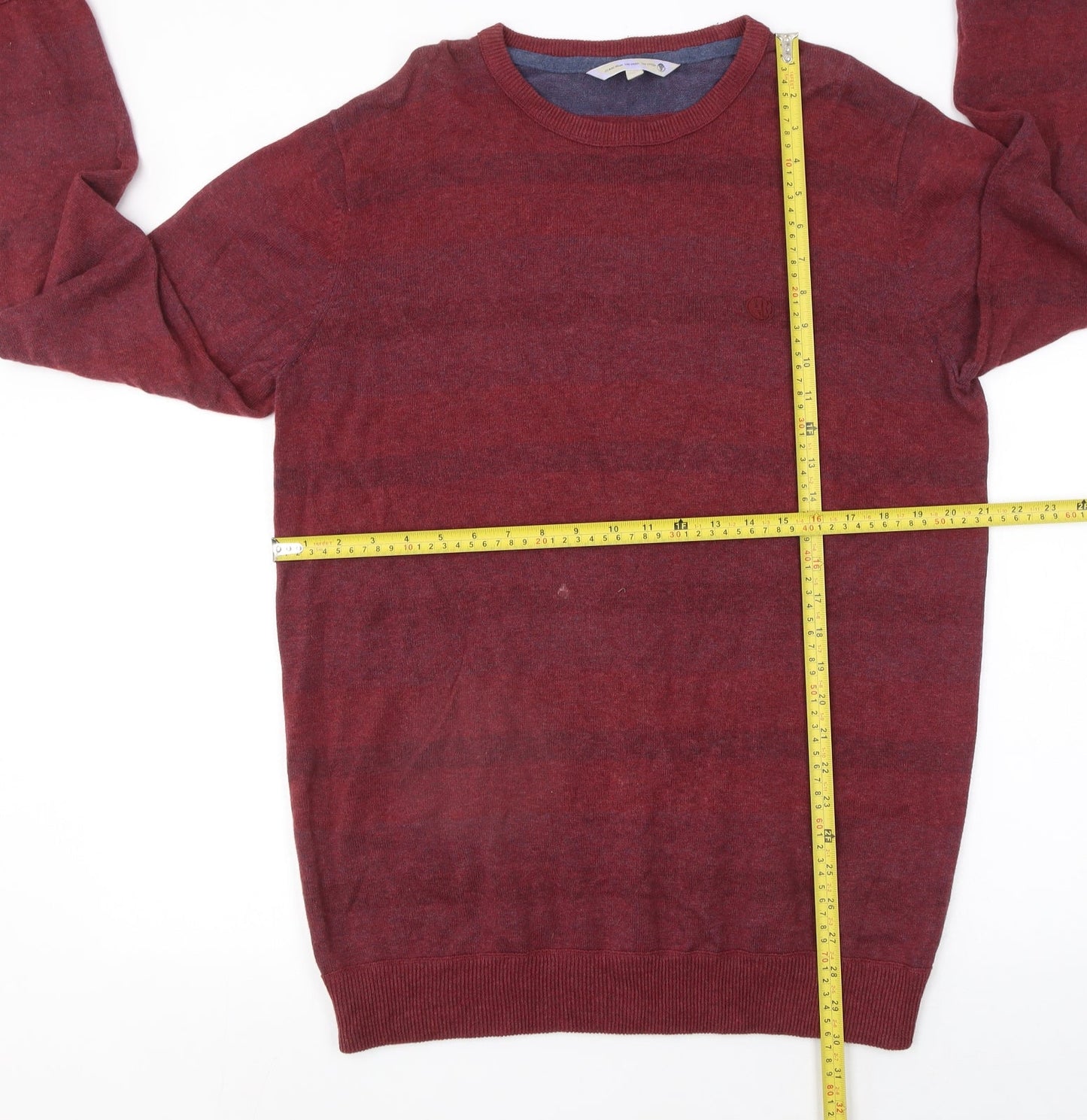 Climb High Dig Deep Ski Steep Men’s Red Wool Cotton Crew Neck Jumper L